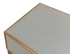 Sarreid Gillian One Drawer Nightstand In Storm Grey With Gold Leather Trim And Elegant Brass Knobs Grey  53557-2