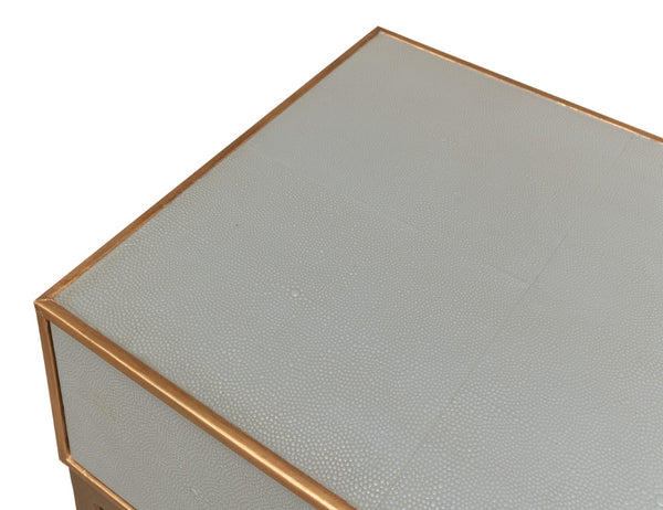 Sarreid Gillian One Drawer Nightstand In Storm Grey With Gold Leather Trim And Elegant Brass Knobs Grey  53557-2