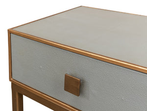 Sarreid Gillian One Drawer Nightstand In Storm Grey With Gold Leather Trim And Elegant Brass Knobs Grey  53557-2