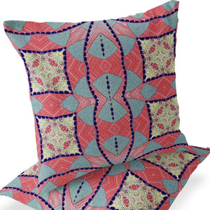 Homeroots Set Of Two 16" X 16" Yellow Red Blown Seam Eclectic Indoor Outdoor Throw Pillow  Polyester 535570