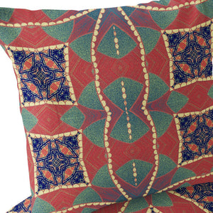 Homeroots Set Of Two 16" X 16" Blue And Green Blown Seam Eclectic Indoor Outdoor Throw Pillow  Polyester 535571