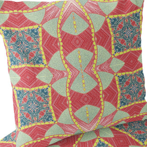 Homeroots Set Of Two 16" X 16" Green And Yellow Blown Seam Eclectic Indoor Outdoor Throw Pillow  Polyester 535573