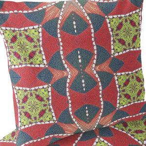 Homeroots Set Of Two 16" X 16" Gray And Red Blown Seam Geometric Indoor Outdoor Throw Pillows  Polyester 535576