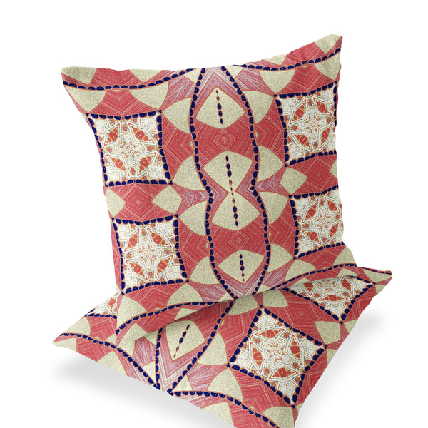 Homeroots Set Of Two 16" X 16" Yellow And White Blown Seam Eclectic Indoor Outdoor Throw Pillow  Polyester 535577