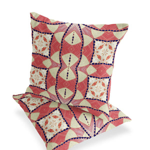 Homeroots Set Of Two 16" X 16" Yellow And White Blown Seam Eclectic Indoor Outdoor Throw Pillow  Polyester 535577