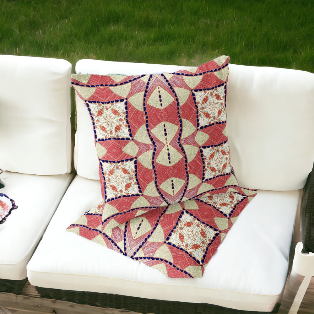 Homeroots Set Of Two 16" X 16" Yellow And White Blown Seam Eclectic Indoor Outdoor Throw Pillow  Polyester 535577