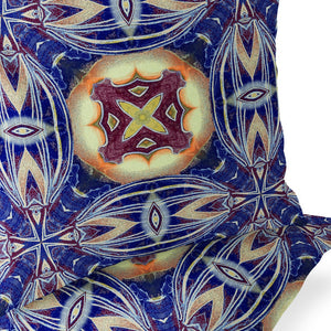 Homeroots Set Of Two 16" X 16" Blue And Orange Blown Seam Floral Indoor Outdoor Throw Pillow  Polyester 535578