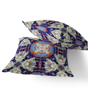 Homeroots Set Of Two 16" X 16" Blue And Orange Blown Seam Floral Indoor Outdoor Throw Pillow  Polyester 535580