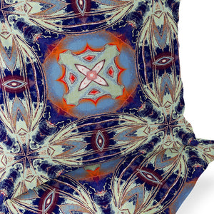 Homeroots Set Of Two 16" X 16" Blue And Orange Blown Seam Floral Indoor Outdoor Throw Pillow  Polyester 535580