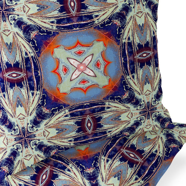 Homeroots Set Of Two 16" X 16" Blue And Orange Blown Seam Floral Indoor Outdoor Throw Pillow  Polyester 535580