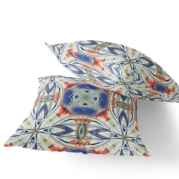 Homeroots Set Of Two 16" X 16" Blue And Pink Blown Seam Floral Indoor Outdoor Throw Pillow  Polyester 535581
