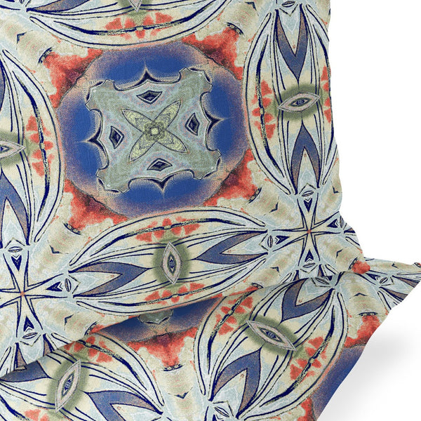 Homeroots Set Of Two 16" X 16" Blue And Pink Blown Seam Floral Indoor Outdoor Throw Pillow  Polyester 535581