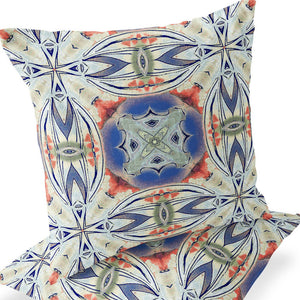 Homeroots Set Of Two 16" X 16" Blue And Pink Blown Seam Floral Indoor Outdoor Throw Pillow  Polyester 535581