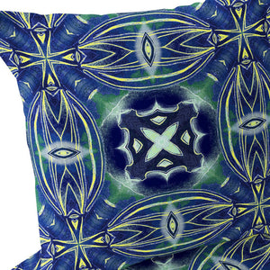 Homeroots Set Of Two 16" X 16" Blue And Green Blown Seam Floral Indoor Outdoor Throw Pillow  Polyester 535582
