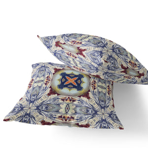 Homeroots Set Of Two 16" X 16" Blue And Gray Blown Seam Floral Indoor Outdoor Throw Pillow  Polyester 535584