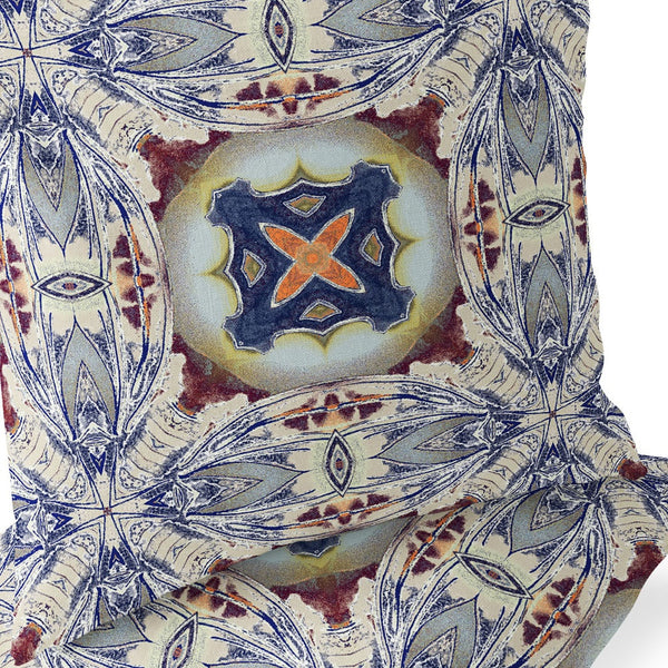 Homeroots Set Of Two 16" X 16" Blue And Gray Blown Seam Floral Indoor Outdoor Throw Pillow  Polyester 535584