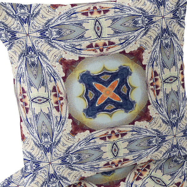 Homeroots Set Of Two 16" X 16" Blue And Gray Blown Seam Floral Indoor Outdoor Throw Pillow  Polyester 535584