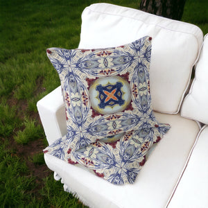 Homeroots Set Of Two 16" X 16" Blue And Gray Blown Seam Floral Indoor Outdoor Throw Pillow  Polyester 535584