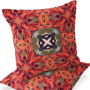 Homeroots Set Of Two 16" X 16" Pink And Green Blown Seam Floral Indoor Outdoor Throw Pillow  Polyester 535587