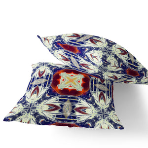 Homeroots Set Of Two 16" X 16" Blue And Orange Blown Seam Floral Indoor Outdoor Throw Pillow  Polyester 535590