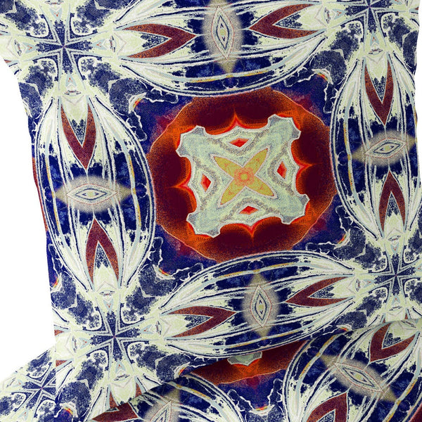 Homeroots Set Of Two 16" X 16" Blue And Orange Blown Seam Floral Indoor Outdoor Throw Pillow  Polyester 535590