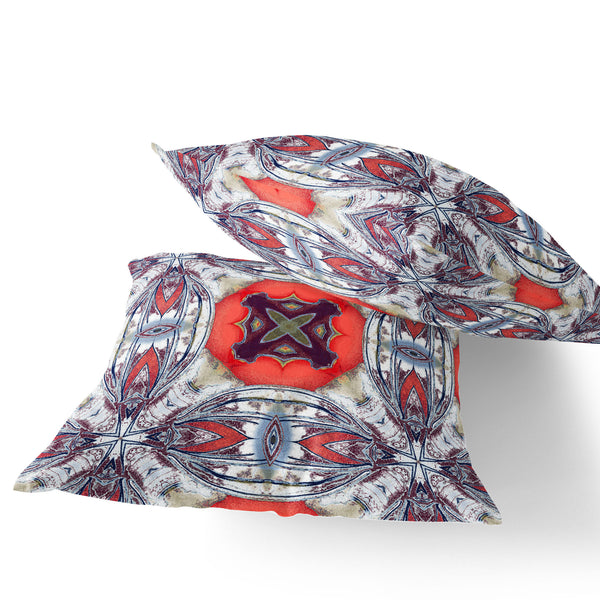 Homeroots Set Of Two 16" X 16" Blue And Gray Blown Seam Floral Indoor Outdoor Throw Pillow  Polyester 535591