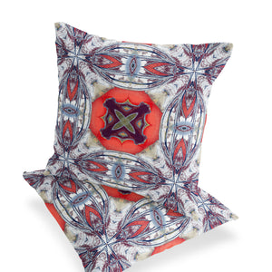 Homeroots Set Of Two 16" X 16" Blue And Gray Blown Seam Floral Indoor Outdoor Throw Pillow  Polyester 535591