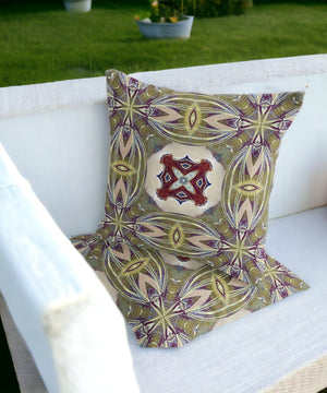 Homeroots Set Of Two 16" X 16" Green And Red Blown Seam Floral Indoor Outdoor Throw Pillow  Polyester 535593