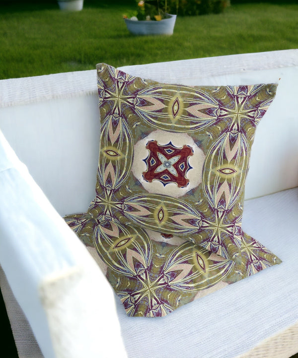 Homeroots Set Of Two 16" X 16" Green And Red Blown Seam Floral Indoor Outdoor Throw Pillow  Polyester 535593