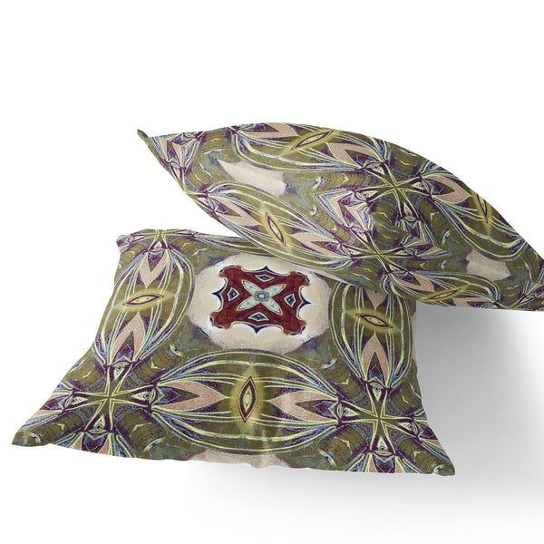 Homeroots Set Of Two 16" X 16" Green And Red Blown Seam Floral Indoor Outdoor Throw Pillow  Polyester 535593