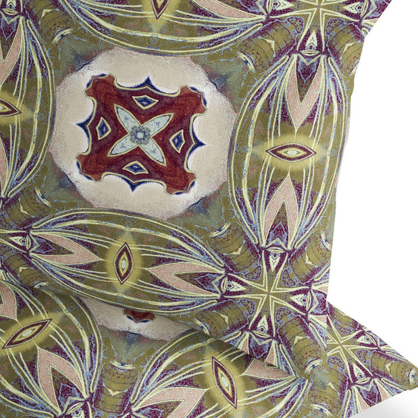 Homeroots Set Of Two 16" X 16" Green And Red Blown Seam Floral Indoor Outdoor Throw Pillow  Polyester 535593