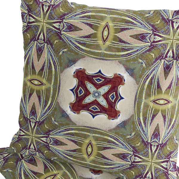 Homeroots Set Of Two 16" X 16" Green And Red Blown Seam Floral Indoor Outdoor Throw Pillow  Polyester 535593