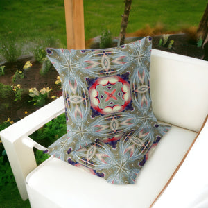 Homeroots Set Of Two 16" X 16" Green And Pink Blown Seam Floral Indoor Outdoor Throw Pillow  Polyester 535594