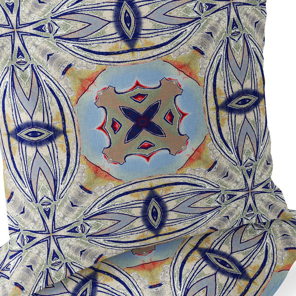 Homeroots Set Of Two 16" X 16" Blue And Green Blown Seam Floral Indoor Outdoor Throw Pillow  Polyester 535595