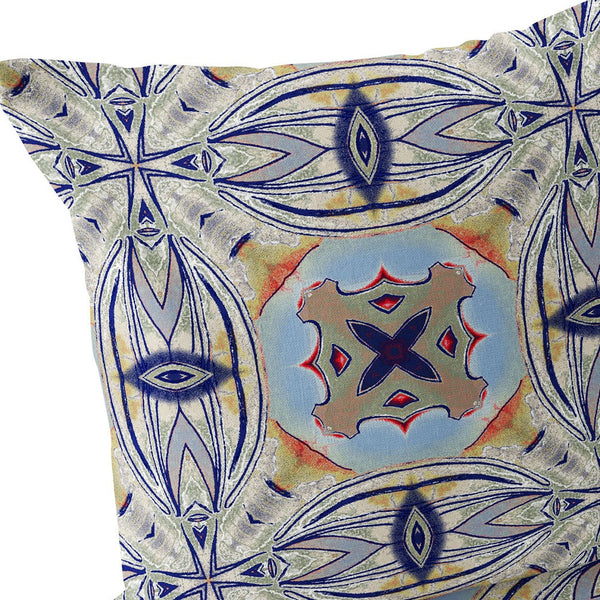 Homeroots Set Of Two 16" X 16" Blue And Green Blown Seam Floral Indoor Outdoor Throw Pillow  Polyester 535595