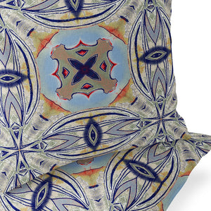 Homeroots Set Of Two 16" X 16" Blue And Green Blown Seam Floral Indoor Outdoor Throw Pillow  Polyester 535595