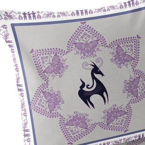 Homeroots Set Of Two 16" X 16" Black And Gray Horse Blown Seam Eclectic Indoor Outdoor Throw Pillow  Polyester 535597