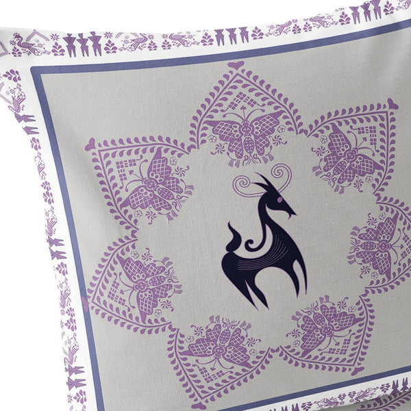 Homeroots Set Of Two 16" X 16" Black And Gray Horse Blown Seam Eclectic Indoor Outdoor Throw Pillow  Polyester 535597