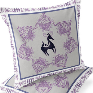 Homeroots Set Of Two 16" X 16" Black And Gray Horse Blown Seam Eclectic Indoor Outdoor Throw Pillow  Polyester 535597