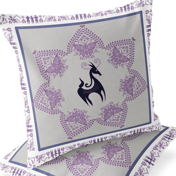 Homeroots Set Of Two 16" X 16" Black And Gray Horse Blown Seam Eclectic Indoor Outdoor Throw Pillow  Polyester 535597