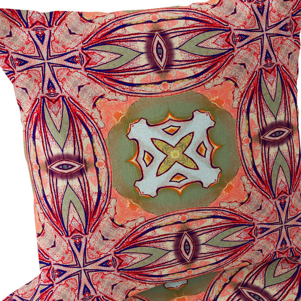 Homeroots Set Of Two 16" X 16" Green And Pink Blown Seam Floral Indoor Outdoor Throw Pillow  Polyester 535598