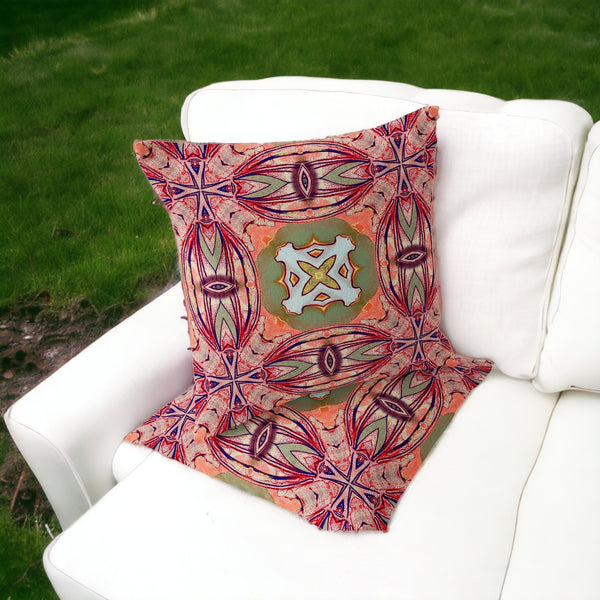 Homeroots Set Of Two 16" X 16" Green And Pink Blown Seam Floral Indoor Outdoor Throw Pillow  Polyester 535598