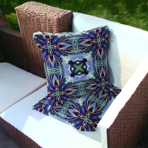 Homeroots Set Of Two 16" X 16" Blue And Green Blown Seam Floral Indoor Outdoor Throw Pillow  Polyester 535599