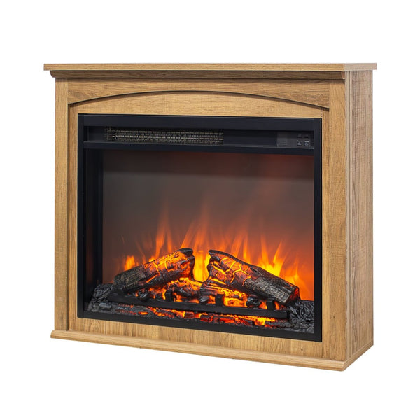 English Elm 26 Inch Slim Electric Fireplace Insert with Log Set Realistic Flame and Remote Timer W1769P345278
