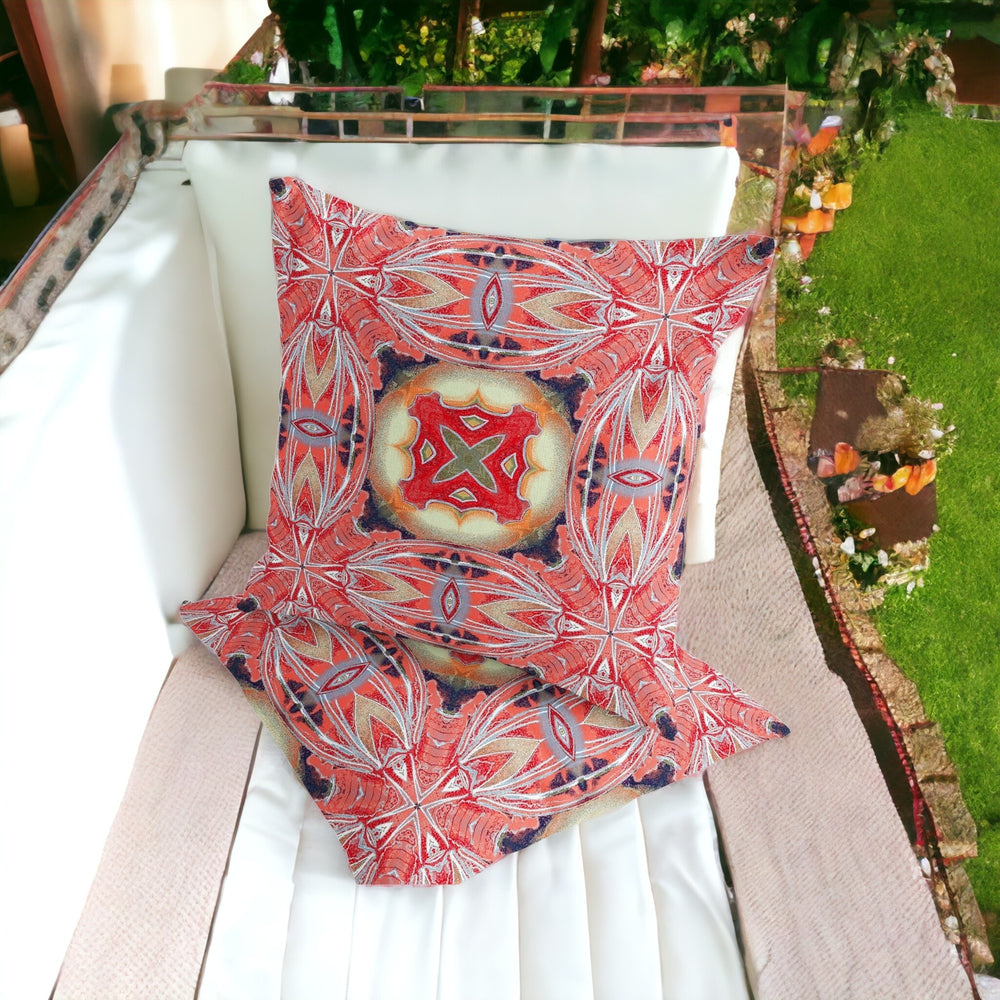 Homeroots Set Of Two 16" X 16" Red And Pink Blown Seam Floral Indoor Outdoor Throw Pillow  Polyester 535600