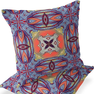 Homeroots Set Of Two 16" X 16" Blue And Purple Blown Seam Floral Indoor Outdoor Throw Pillow  Polyester 535601
