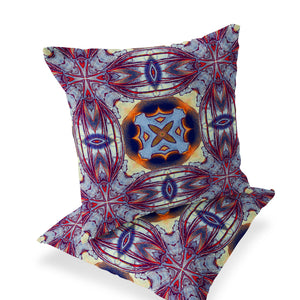 Homeroots Set Of Two 16" X 16" Blue And Purple Blown Seam Floral Indoor Outdoor Throw Pillow  Polyester 535602