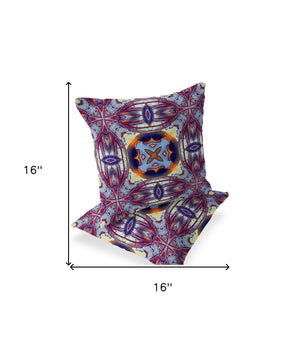 Homeroots Set Of Two 16" X 16" Blue And Purple Blown Seam Floral Indoor Outdoor Throw Pillow  Polyester 535602