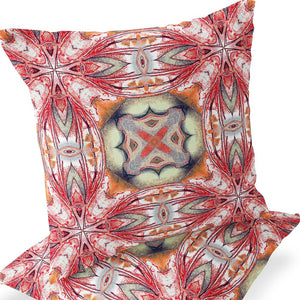 Homeroots Set Of Two 16" X 16" Green And Red Blown Seam Floral Indoor Outdoor Throw Pillow  Polyester 535604