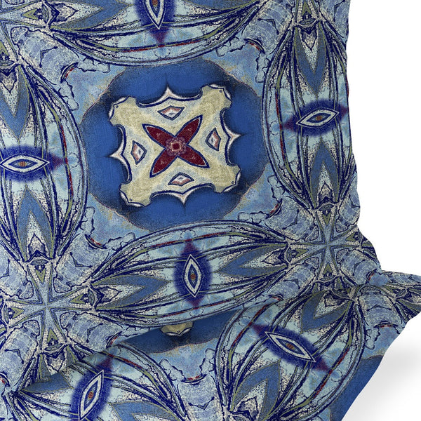 Homeroots Set Of Two 16" X 16" Blue And Green Blown Seam Floral Indoor Outdoor Throw Pillow  Polyester 535605